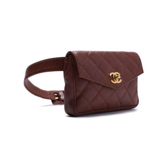 Chanel Mini Matelasse V Flap Waist Pouch Caviar Skin Brown - Picture 2 of 8